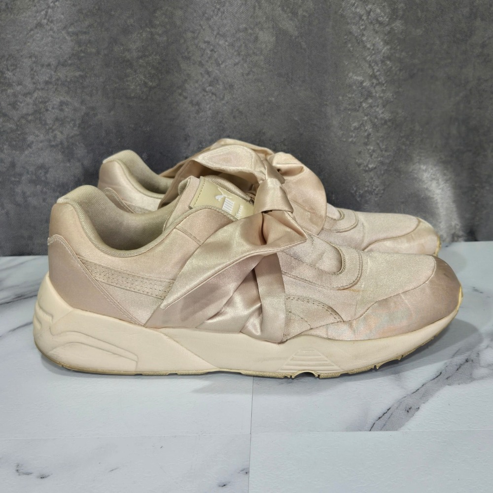 Puma Fenty by Rihanna Bow Sneaker Womens Size 8 Pink Satin Silver Casual Chic